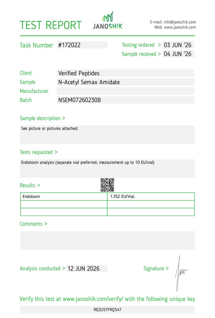 N-Acetyl-Semx-Peptide-Endotoxin-Certificate-of-Analysis-Lab-Test-Report-June-2026
