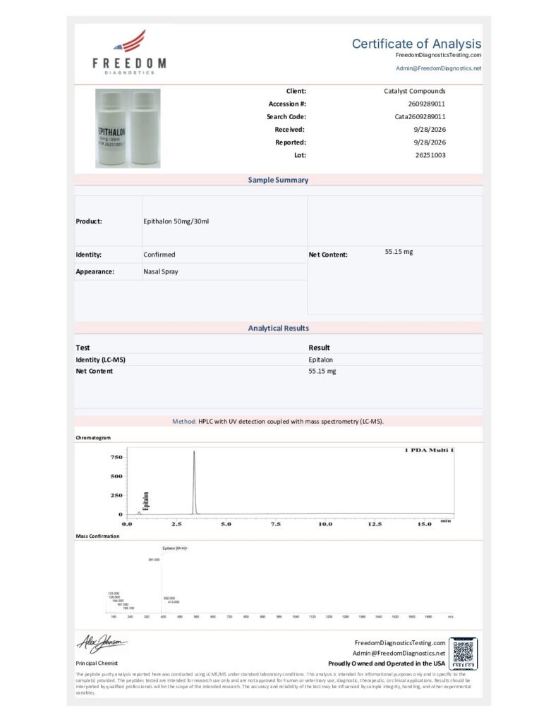 Catalyst Compounds Epithalon Liquid Spray (50mg) COA lot 26251003